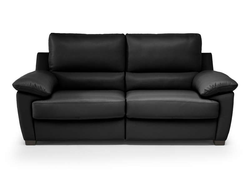Canapé droit relaxation électrique 3 places GIANI en cuir coloris noir