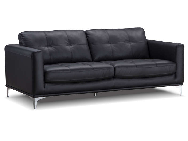 Canapé fixe 3 places en cuir BOLERO coloris noir - Conforama