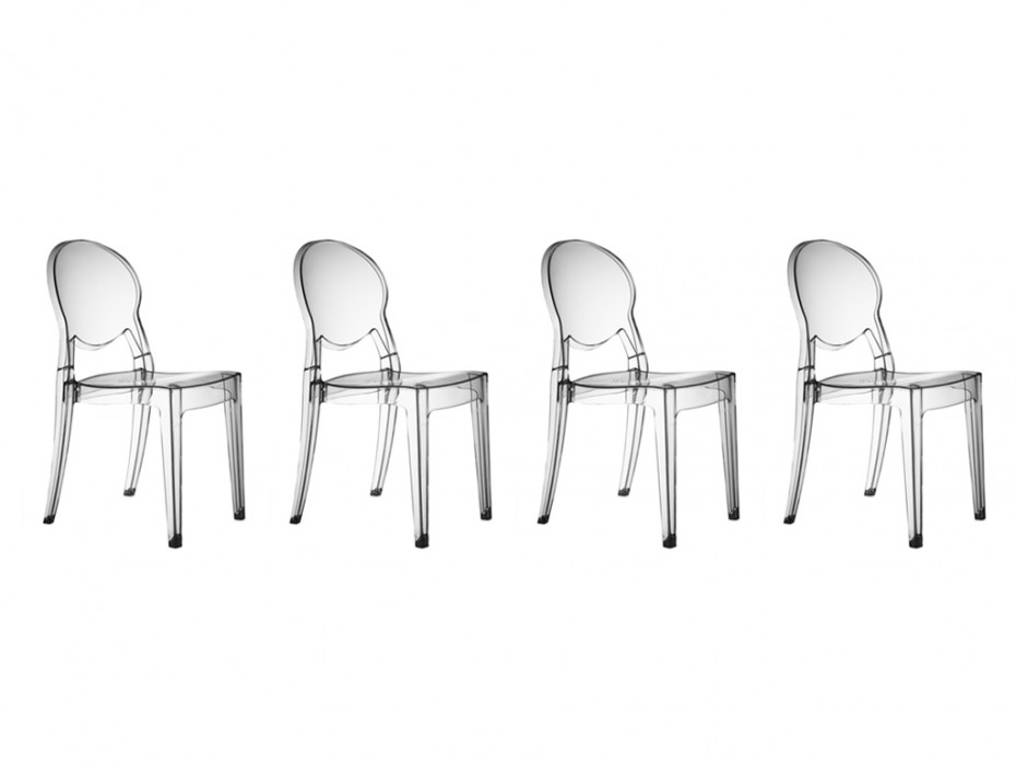 Lot de 4 chaises TIMALY Polycarbonate Cristal - Chaises Vente Unique
