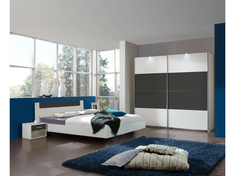 Chambre complète LOUNA coloris gris - Conforama