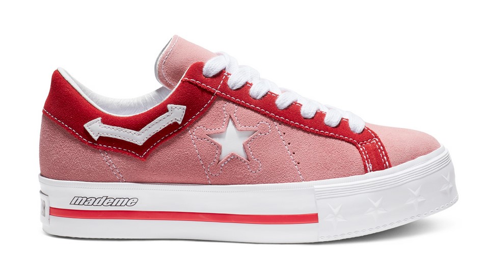 Converse x Made Me One Star Platform Low Top pink icing/tomato/white