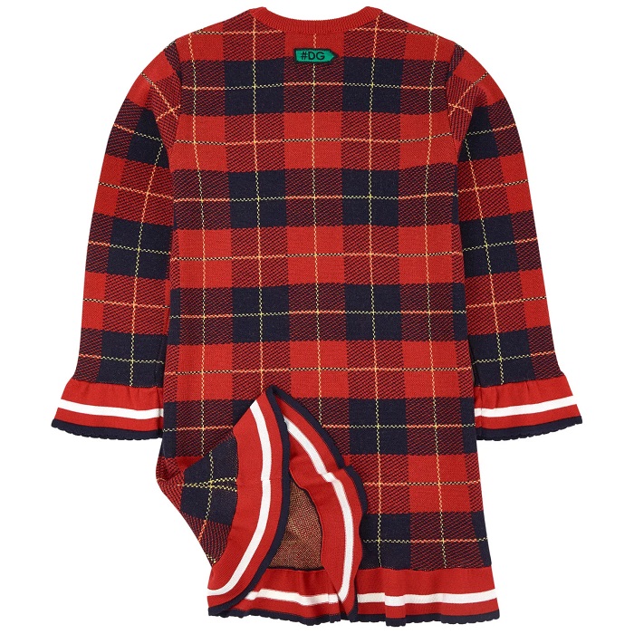 Robe pull en tartan Dolce & Gabbana Rouge 100% Laine Broderie pour fille