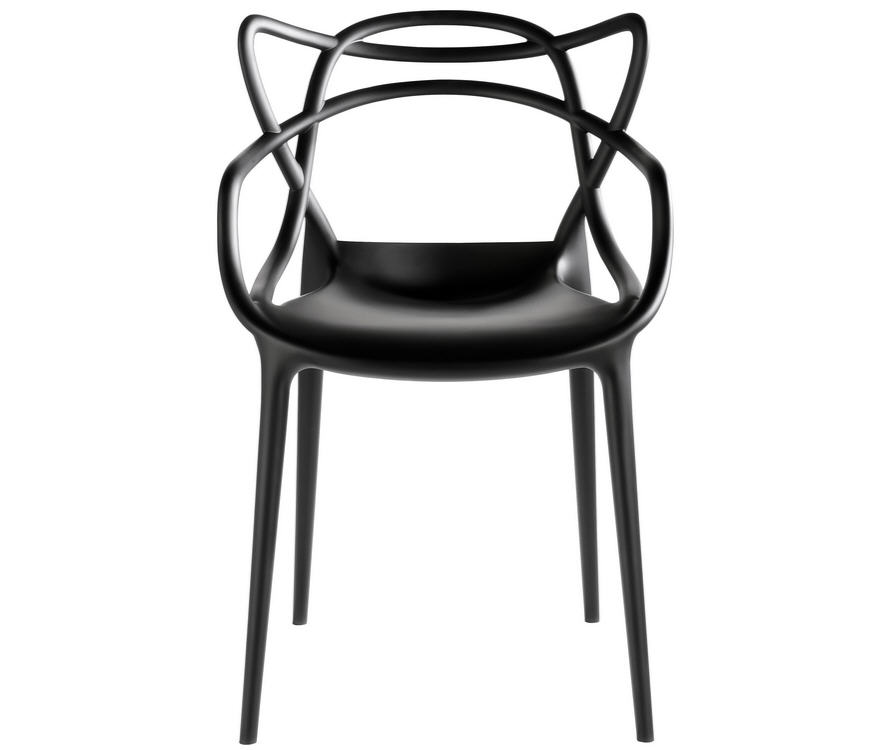 Fauteuil empilable Masters / Plastique  Kartell Noir - Fauteuil Made In Design