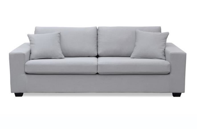 Homy Casa Canapé divan sofa fixe scandinave 3 places Tissu gris clair