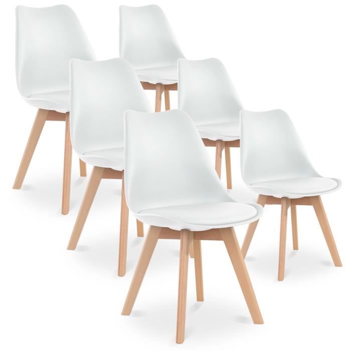 Lot de 6 chaises CATHERINA Scandinave Coloris blanc