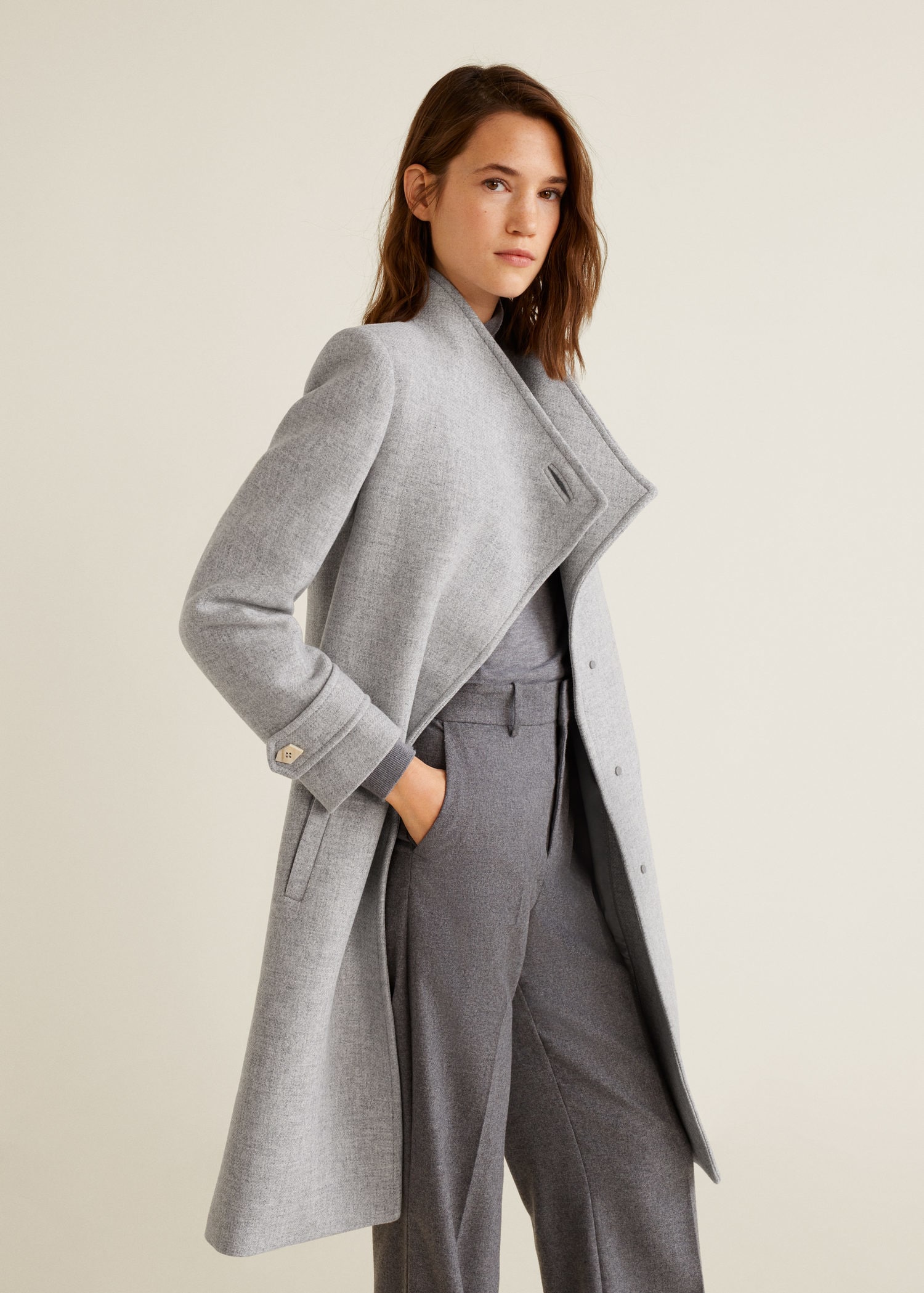 manteau laine femme gris clair