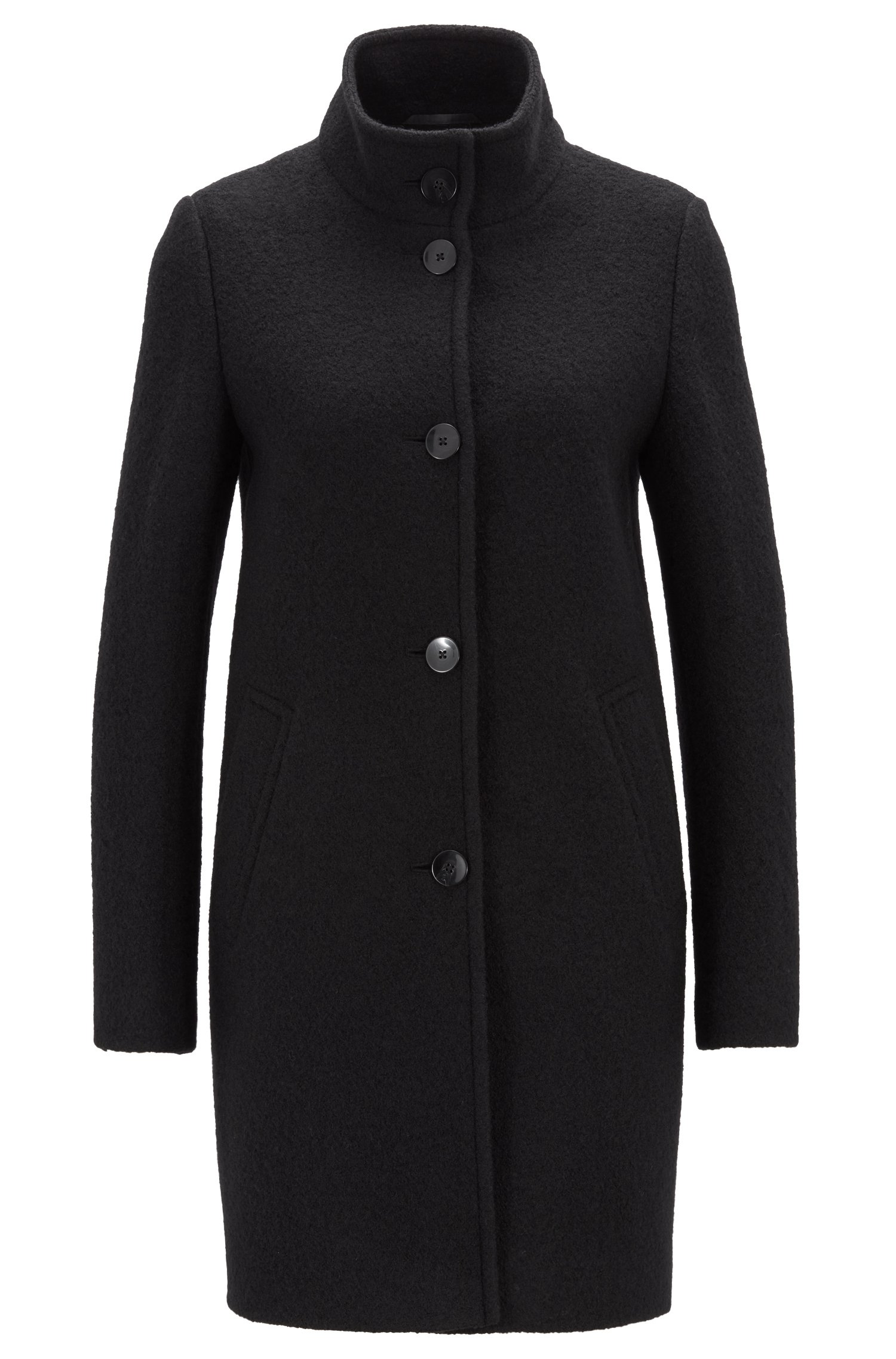 BOSS OHSANDY Manteau Regular Fit en laine vierge avec fermeture à boutons