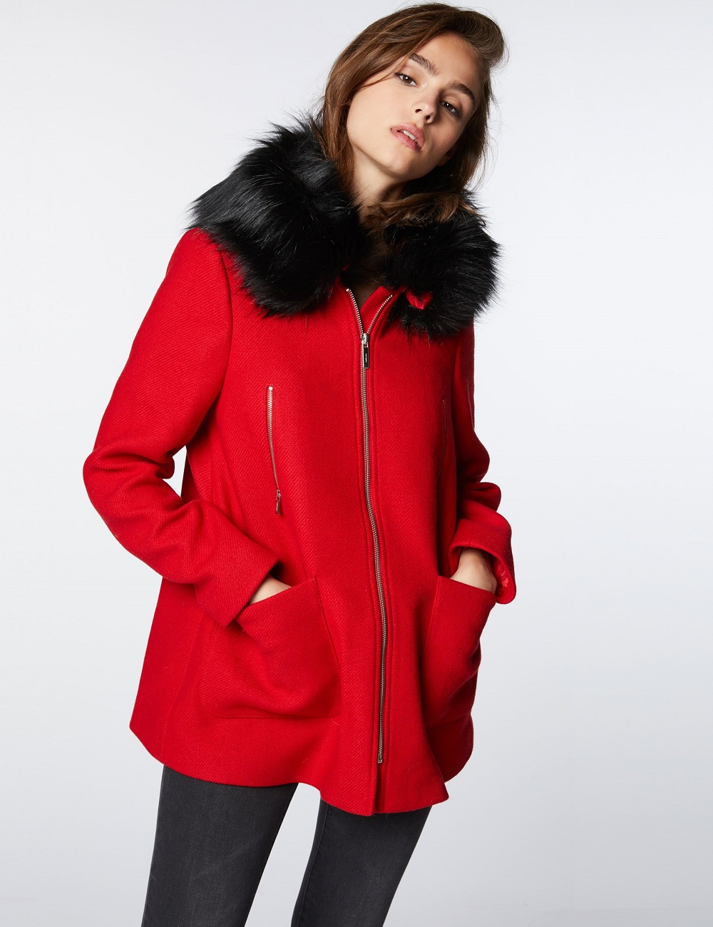 manteau femme rouge avec capuche