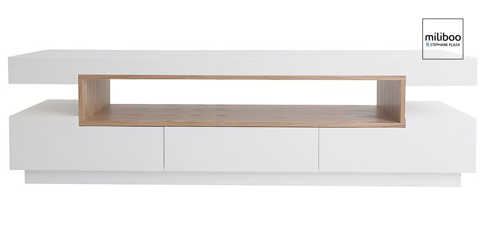 Meuble TV design LIVO blanc et bois