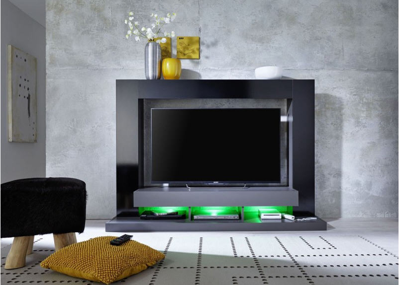 Meuble TV design avec éclairage Ambra noir ATYLIA - Meuble Tv Atylia