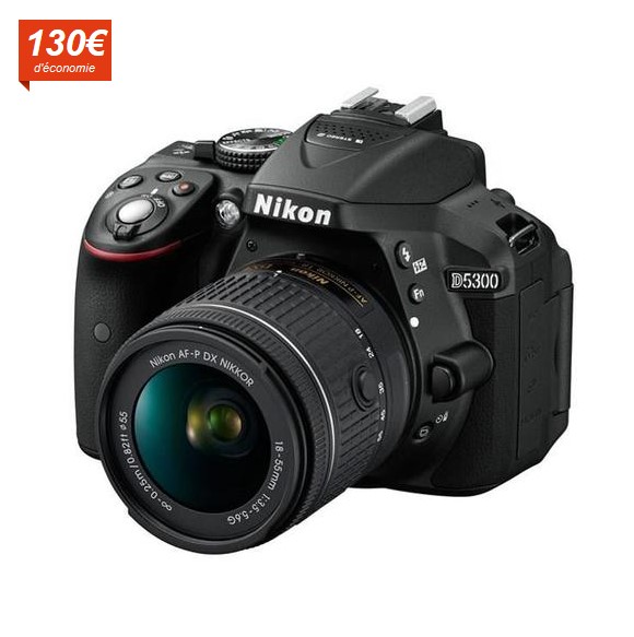 NIKON D5300 Appareil photo reflex avec objectif - Noir + AF-P 18-55VR