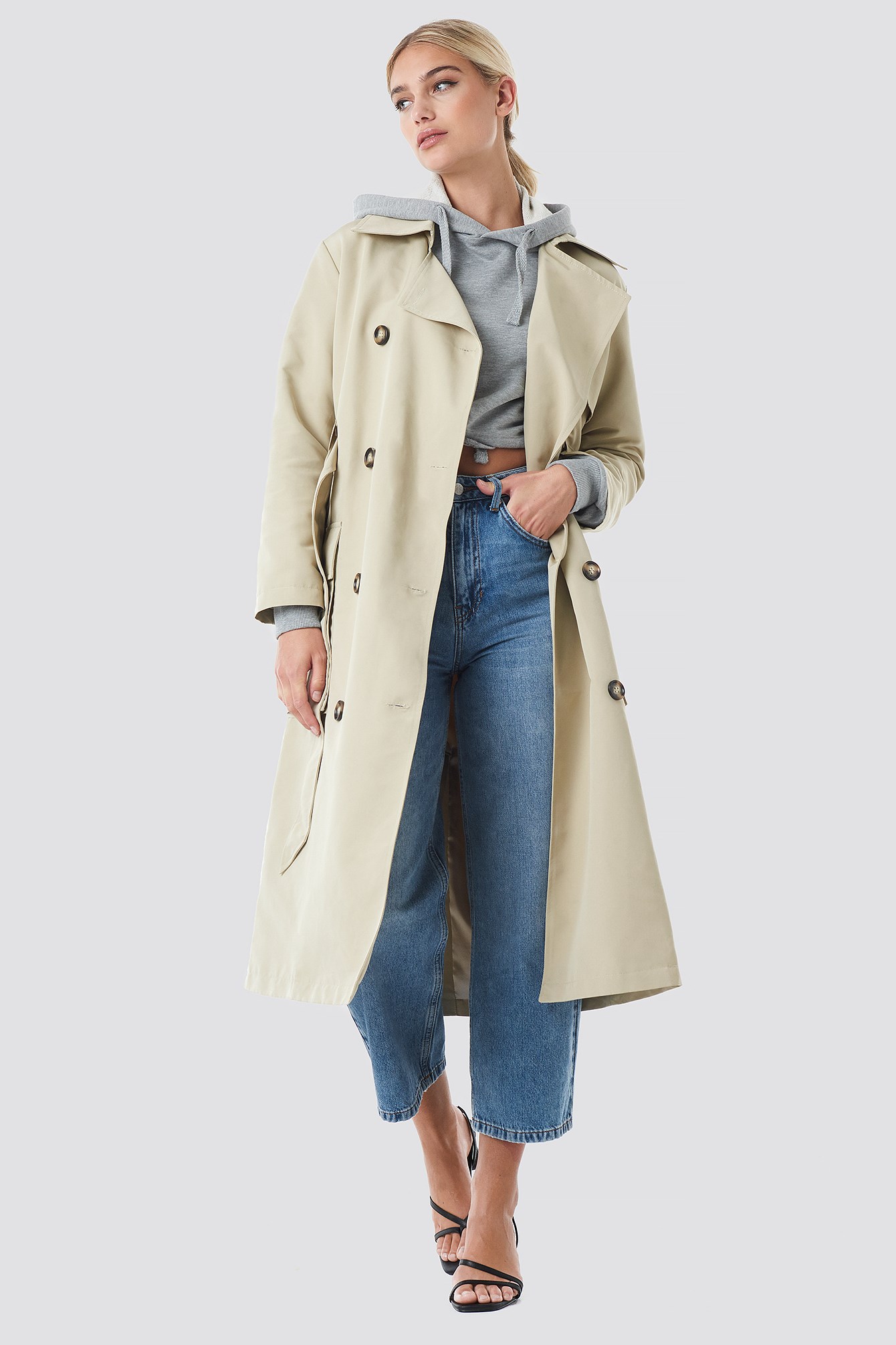 Trench-coat à poches beige NA-KD Trend