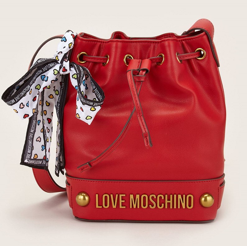 Love Moschino Sac seau en similicuir rouge à incrustations métal