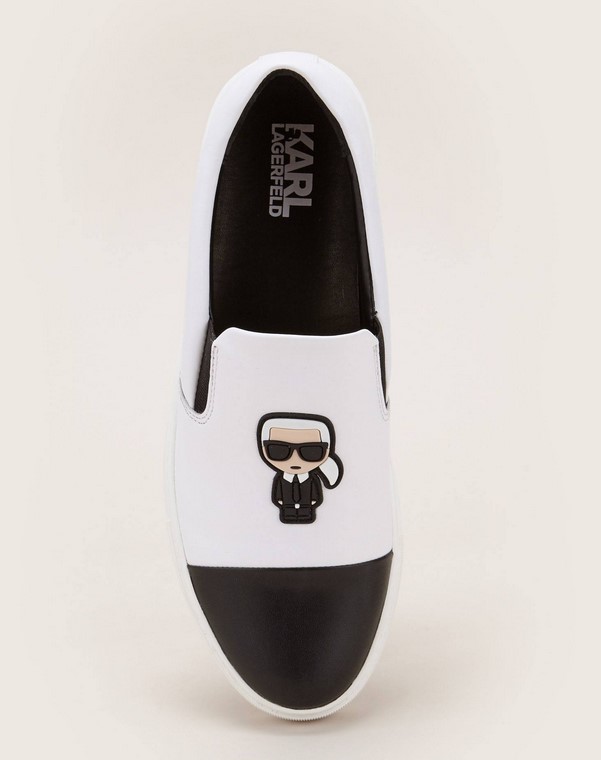 Karl Lagerfeld Choupette Slip-on en cuir avec personnage en caoutchouc blanc