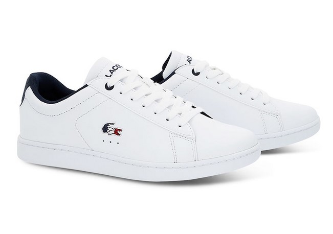 Sneakers Carnaby Evo Lacoste en cuir blanc tricolore pour Femme