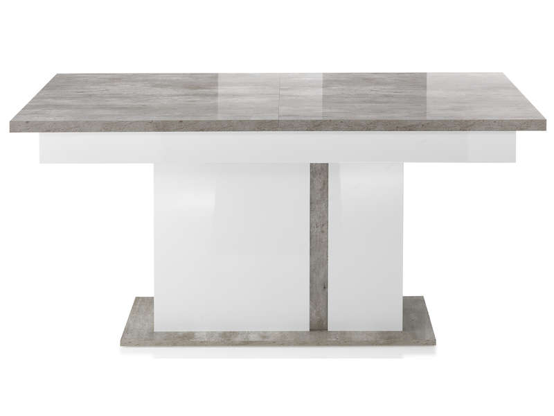 Table 90 cm avec allonge SANTANA coloris blanc et gris effet béton