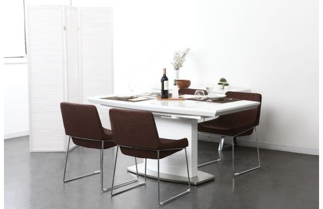 Table à manger design ERESOS extensible blanc brillant - Miliboo