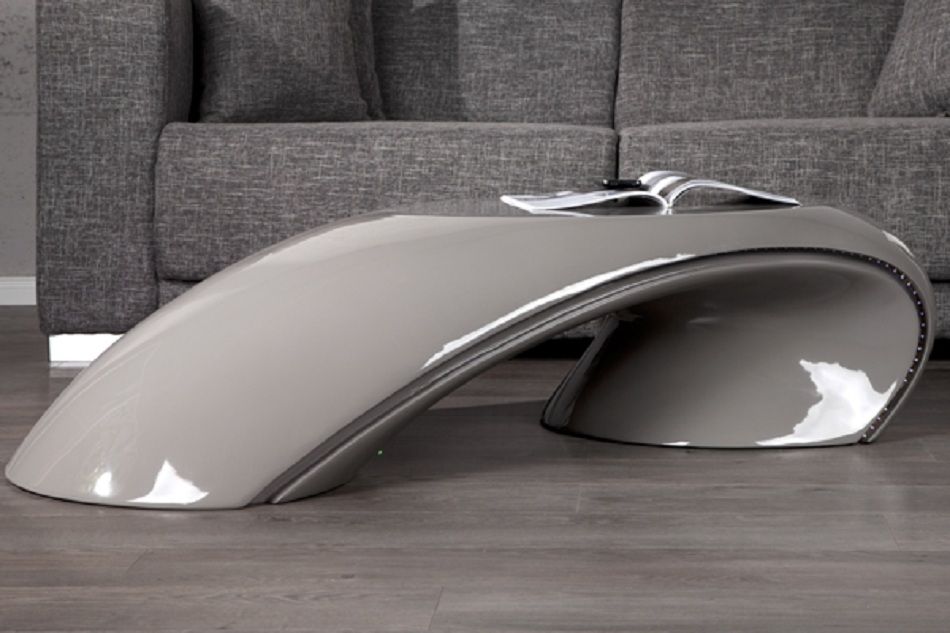 Royale Deco Table basse design à Led laqué Apolon grise