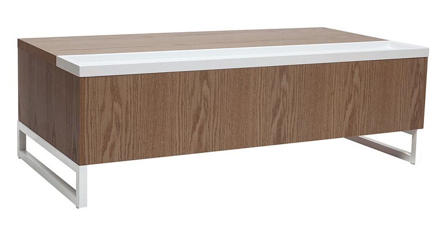 Table basse design relevable bois et blanc URBAN avec rangement