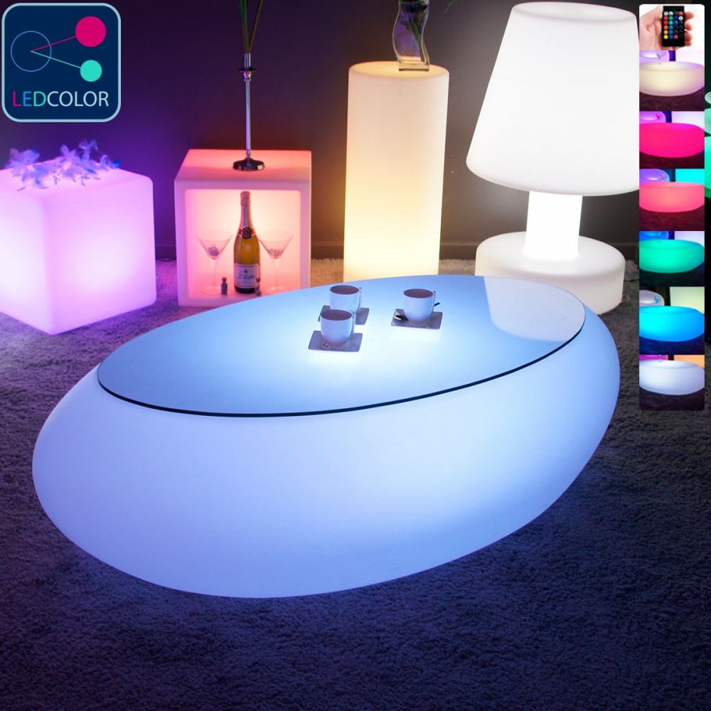 Livedeco Mobilier Lumineux Table Basse Led Multicolore