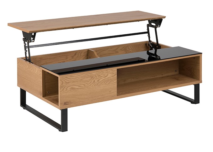 Table basse relevable WYNN en bois et métal