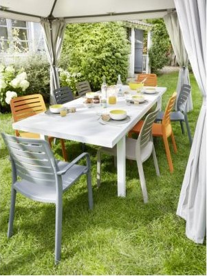 Table de jardin en aluminium Batang blanc