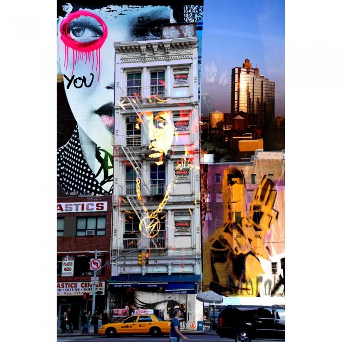 Tableau Atylia - Tableau métal 120x80 cm Morgan Paslier NY collage buildings