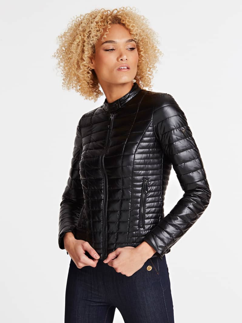 Femme Vêtements Vestes Blousons en cuir Jacket in reversed pu leather Guess en coloris Noir 