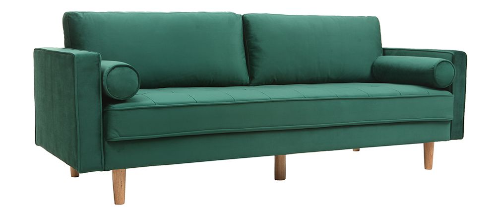 Canapé design 3 places velours IMPERIAL midnight green - Miliboo