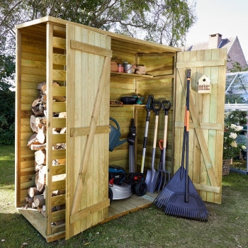 Armoire de jardin Klikstrom LOSINO avec abri-bûches en bois traité autoclave