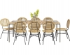Ensemble ASTI Table bois d'acacia FSC et 8 chaises beige