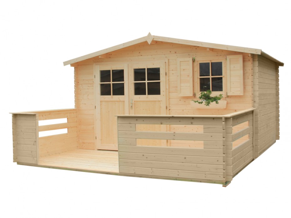 Abri de jardin en bois NATSU terrasse Surface 21,67m² ép.28mm