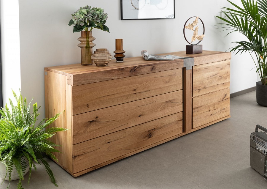 Buffet NEW AMSTERDAM 180x45 Chênes sauvage et lombard huilé Bois naturel