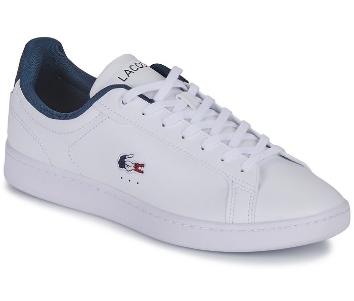 Sneakers Carnaby Pro Lacoste en cuir tricolores Blanc/Marine/Rouge