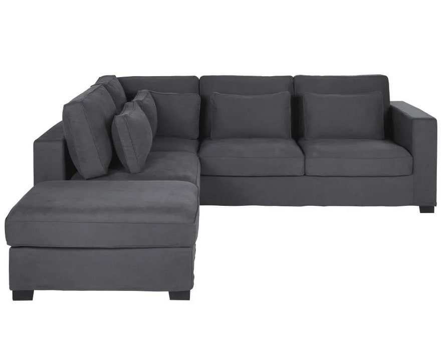 Canapé d'angle 4/5 places MILANO en coton et lin gris ardoise
