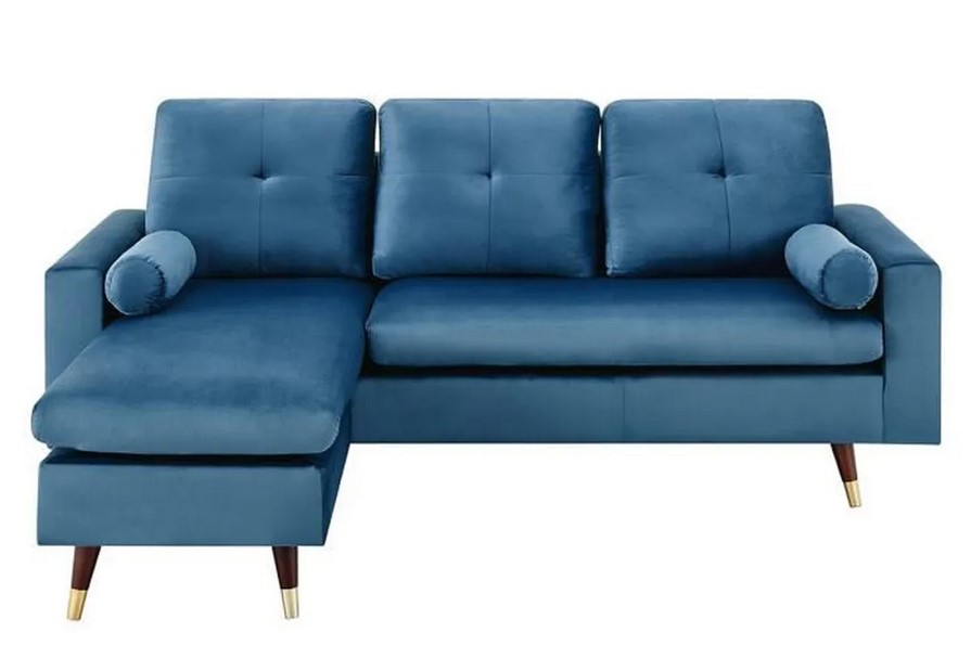 Canapé d'angle fixe réversible NEW YORK 3 places Tissu bleu