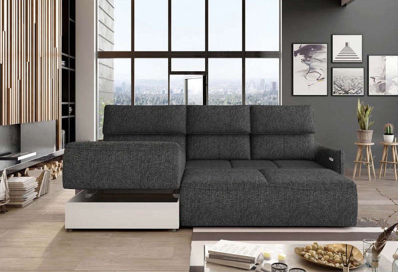 Canapé d'angle relax électrique MANGO 4 places coloris gris