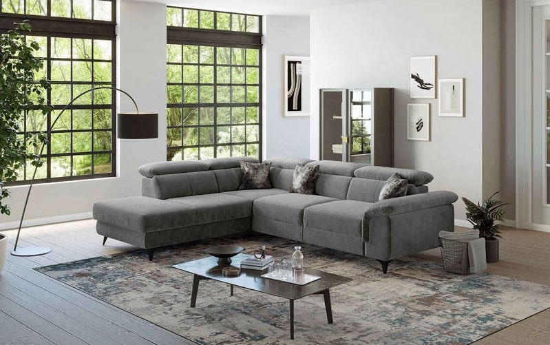 Canapé d'angle relax électrique SPRINGS 4 places coloris gris