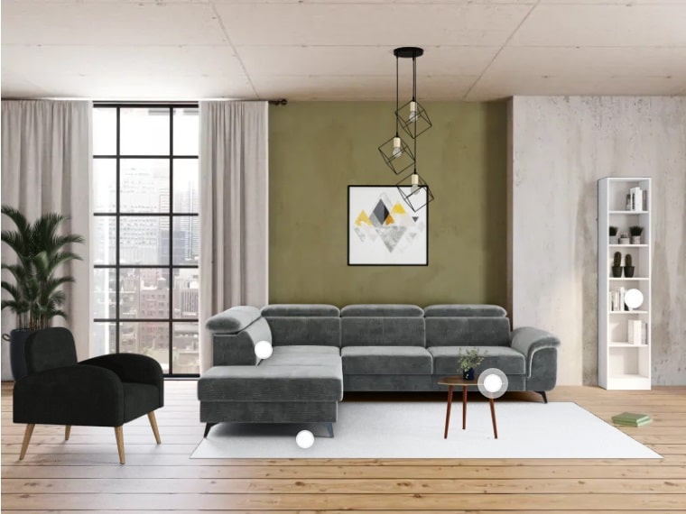 Canapé d'angle relax électrique SPRINGS 4 places coloris gris