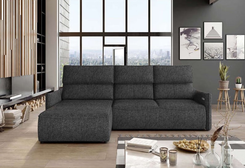 Canapé d'angle relax électrique MANGO 4 places coloris gris