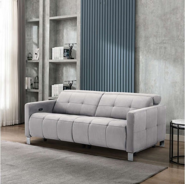 Canapé droit relax électrique 3 places DELARO coloris gris