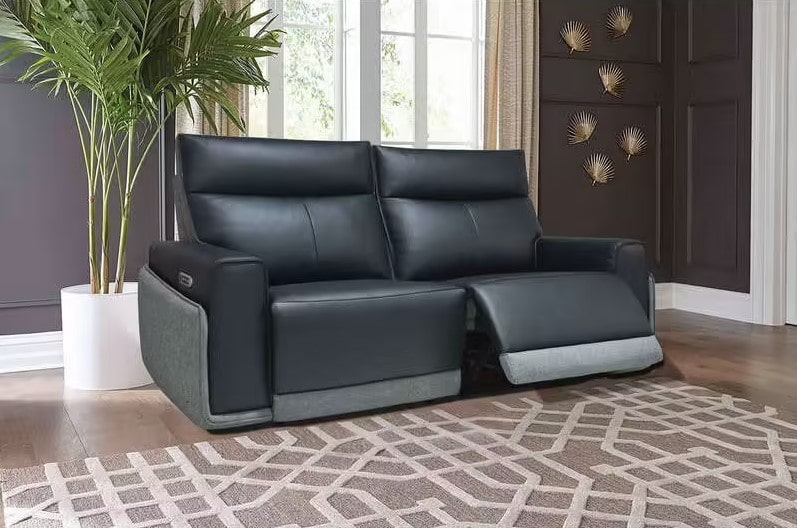 Canapé droit relax électrique 3 places MASSA coloris noir