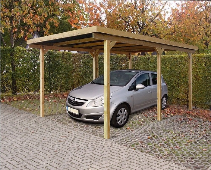 Carport toit plat SOLID en bois couverture PVC 3x5m