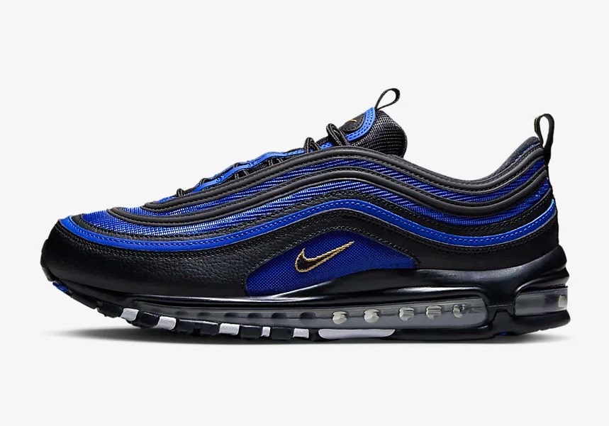 Nike Air Max 97 Baskets Basses Noir/Royal ultime/Blanc/Or métallique