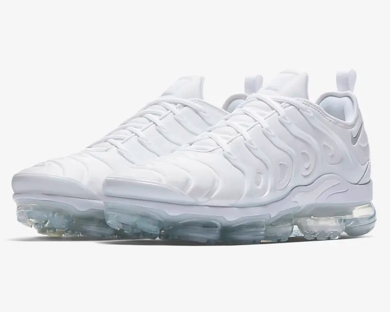 Nike Air VaporMax Plus Baskets Basses Blanc/Platine pur/Blanc pour Homme