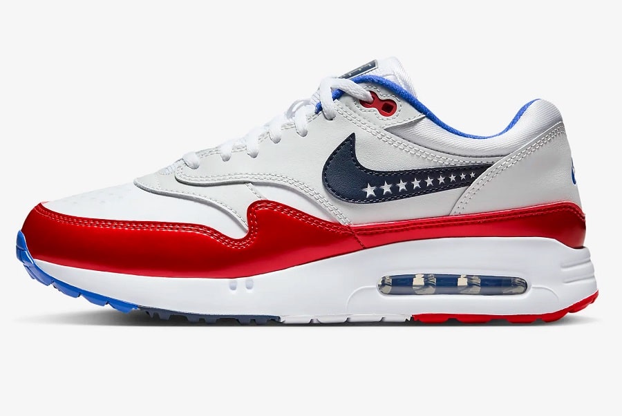 Nike Air Max 1 '86 OG G NRG Baskets Basses Blanc/Rouge défi/Poudre de photons/Obsidienne