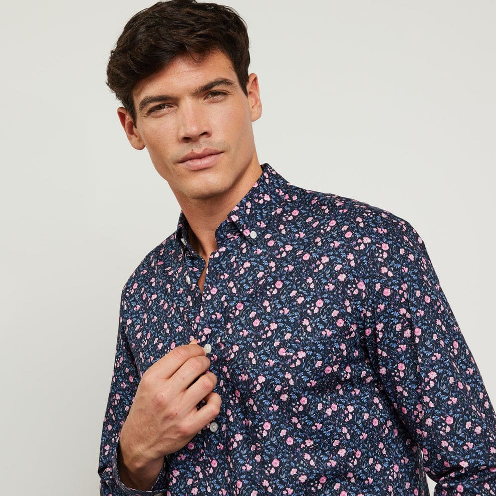 Chemise imprimée fleurie Eden Park en coton Pima