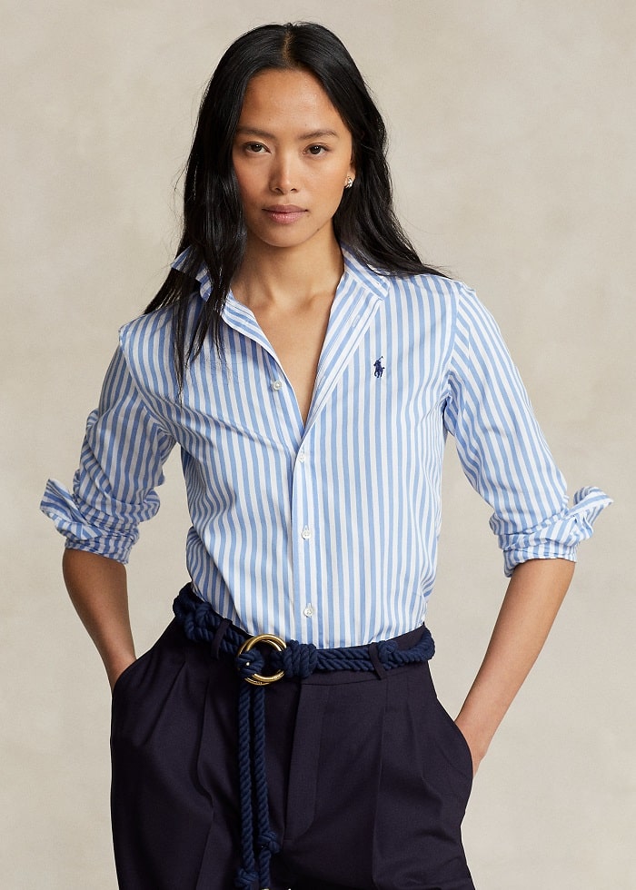 Polo Ralph Lauren Chemise rayée en coton Rayures Bleu clair/Blanc