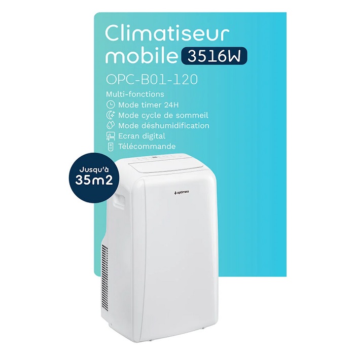 Climatiseur Mobile OPC-B01-120 OPTIMEA jusqu'à 35m²