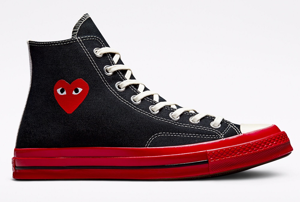 Converse x Comme des Garçons PLAY Chuck 70 Baskets Montantes Unisexe Noir/Rouge/Aigrette